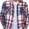 Men's Flannel Shirts Casual Button Down Plaid Shirt Jacket Long Sleeve Fleece Shacket with Pockets