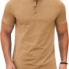 Mens Henley Shirts Short Sleeve Casual Button Down Shirts Lightweight Summer Basic Tee