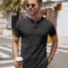 Mens Henley Shirts Short Sleeve Casual Button Down Shirts Lightweight Summer Basic Tee