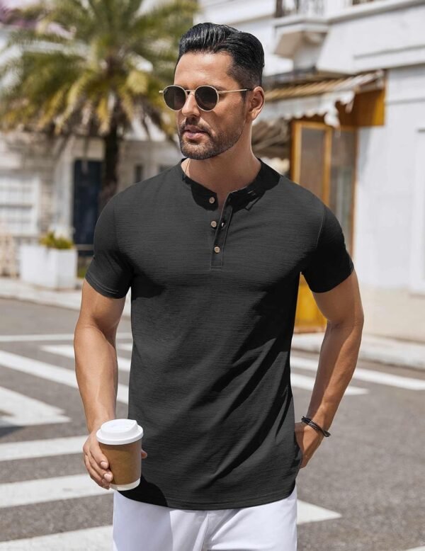 Mens Henley Shirts Short Sleeve Casual Button Down Shirts Lightweight Summer Basic Tee