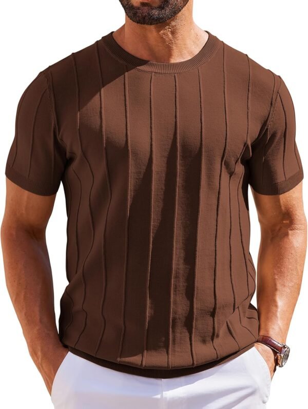 Men's T- Shirts Short Sleeve Knit Sweater Shirt Casual Crewneck Ribbed Pullover Tees
