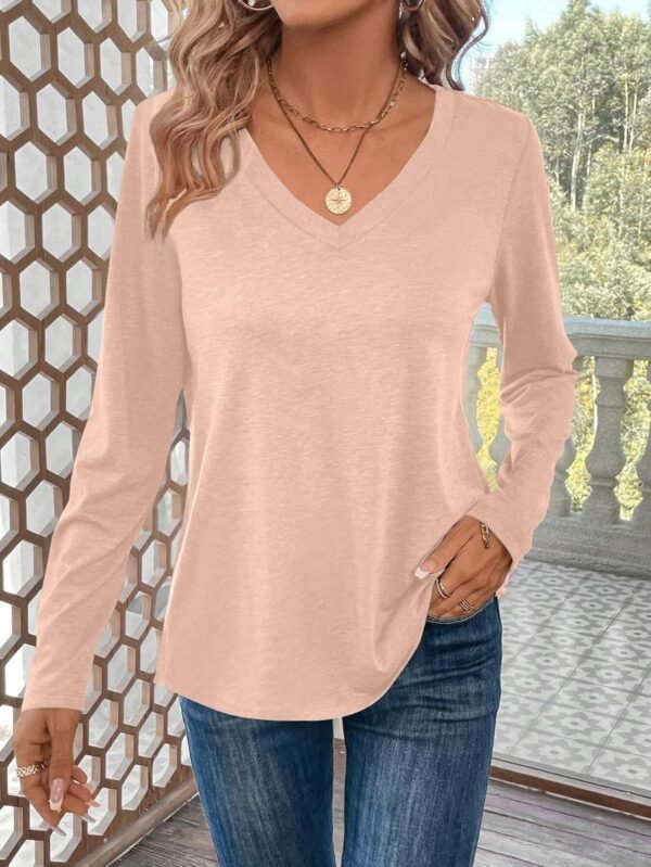 Long Sleeve Shirts for Women V Neck T Shirt Fall Casual Tops Basic Base Layer Undershirts Tees 2025 S-XXL