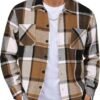 Men's Flannel Shirts Casual Button Down Plaid Shirt Jacket Long Sleeve Fleece Shacket with Pockets